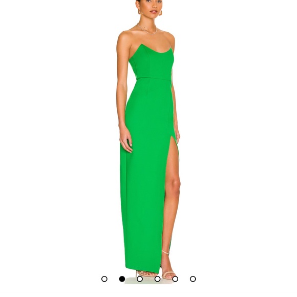 Ryleigh Strapless Boat Neckline Dress Green XS (superdown) Revolve wedding guest - Picture 4 of 9